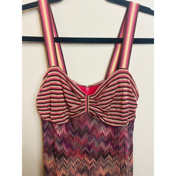 MISSONI Orange Tag $1400 Pink Decollette Zig Zag Knit Knee Length Dress IT 42 - Picture 5 of 10